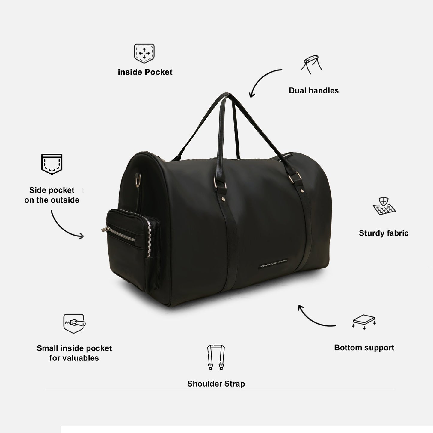 Coal-Black Duffle Bag