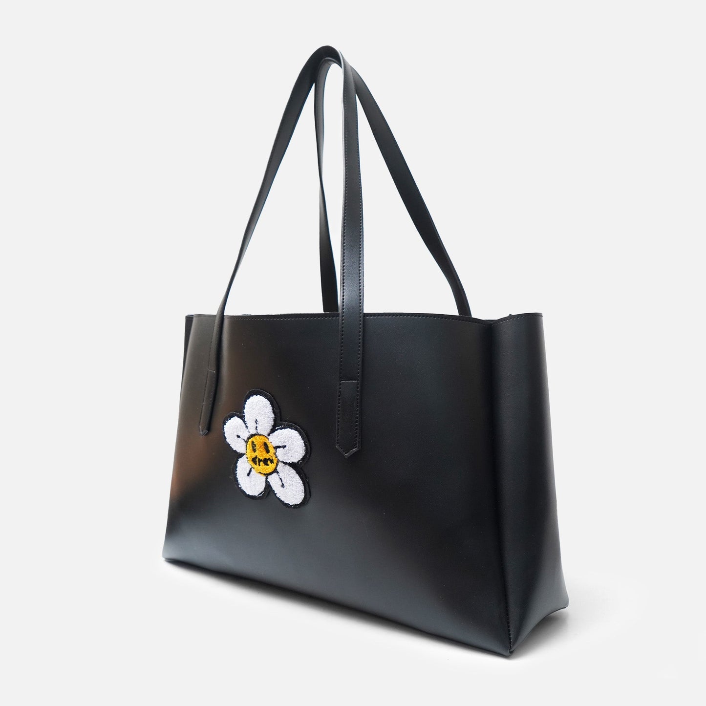 Daisy flower black tote