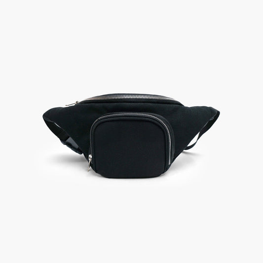 Black Croissant Suede Fanny Bag
