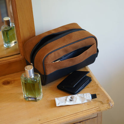 Olive suede toiletry